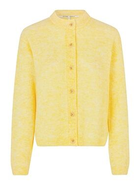 Second Female Wool Brook Knit Plain Cardigan Sweater Soft Cozy Butter Yellow